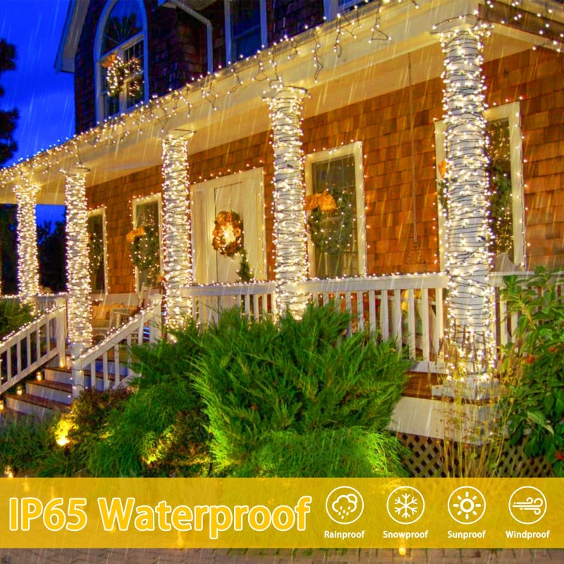 Albelt 2 Pack 480 LED Solar String Lights for Outside, 170 FT Super Long Solar Chrismas Lights Outdoor with 8 Modes & Memory Function, Waterproof Twinkle Light for Xmas Tree Party Decorations (Warm White) - Image 4